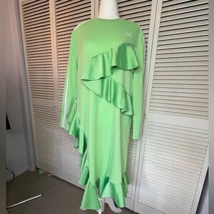Adidas Mint Green Ruffled Long Sleeve Dress